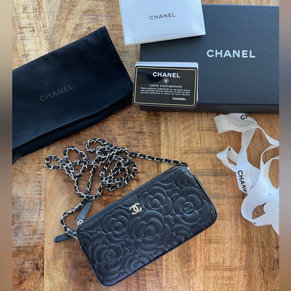 Chanel double zip wallet on chain